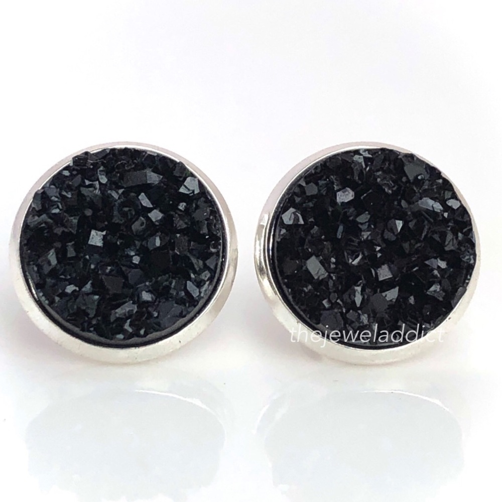 3 for 15🎀black chunky Druzy style earrings